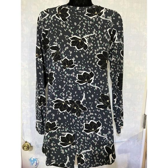 LOGO women Floral Split Back Top by Lori Goldstein Rayon 230 Shadow - Picture 2 of 7